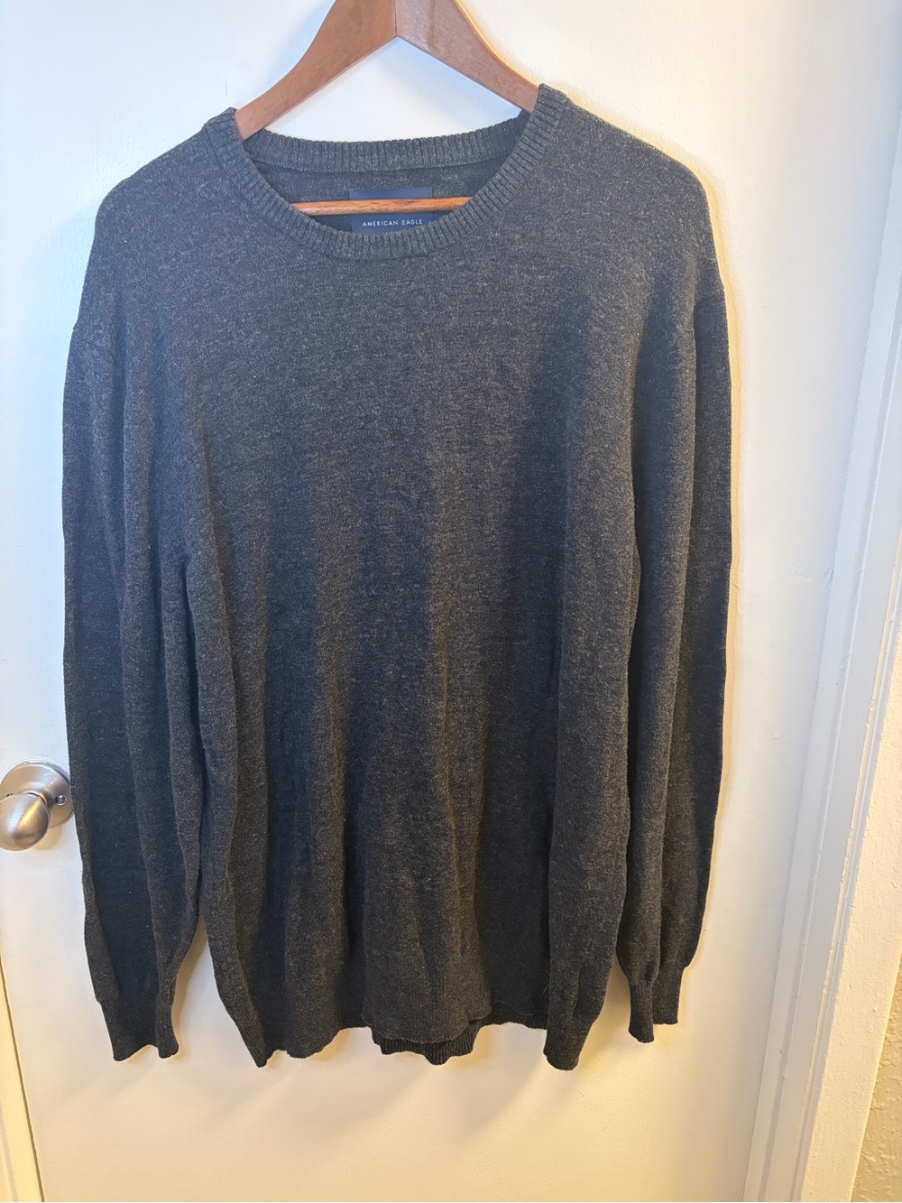 American Eagle Men’s XLT Charcoal Gray 100% Cotton Crewneck Sweater Tall